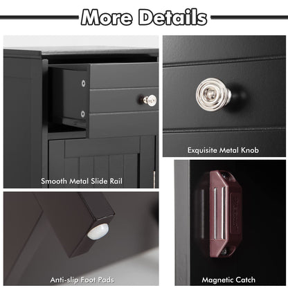 3-Tier Free-Standing Bathroom Cabinet with Drawer