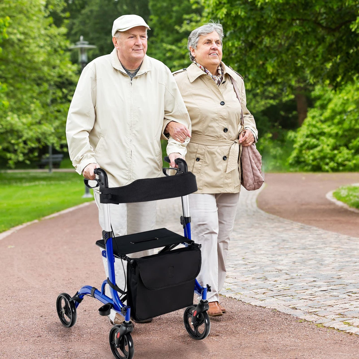 2 in 1 Walker Aluminium Mobility Walking Aid with Seat Adjustable