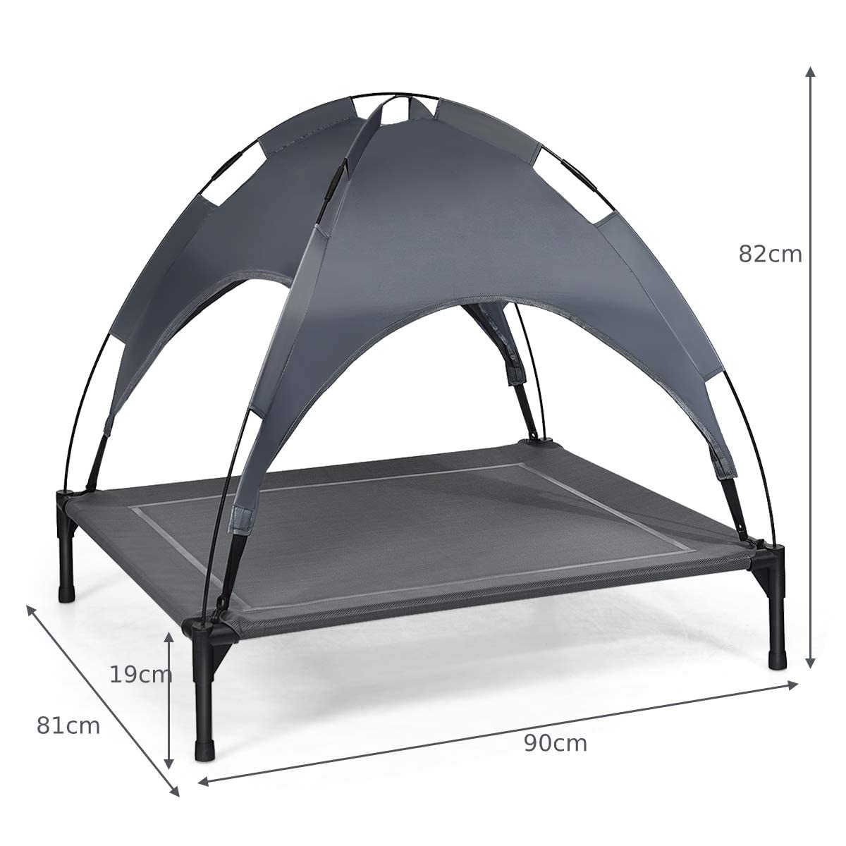 Steel Frame Elevated Pet Cot with Removable Canopy
