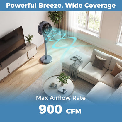 Oscillating Pedestal Fan, Height Adjustable Standing Fan with 8 Speeds
