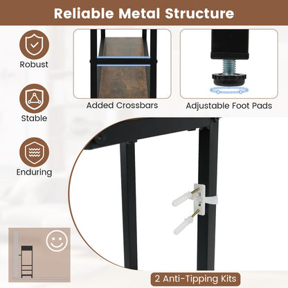 Console Table with LED Lights and Charging Station, 3-Tier Narrow Entryway Table with Storage Shelves