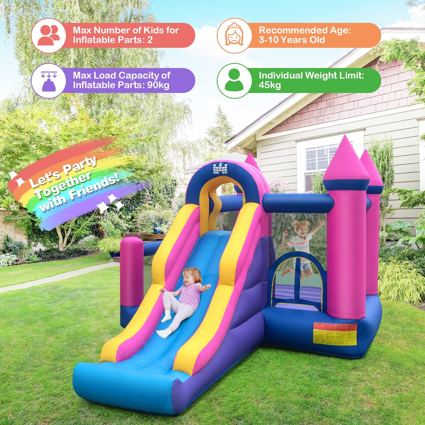 Inflatable Bouncy Castle, Kids Bounce House with 680W Blower