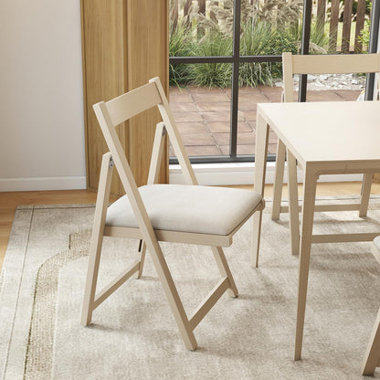 Foldable Dining Chair Set of 4 with Padded Seat and Curved Backrest