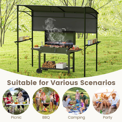 Outdoor BBQ Shelter with Serving Shelf and Storage Hooks (239 x 108cm)