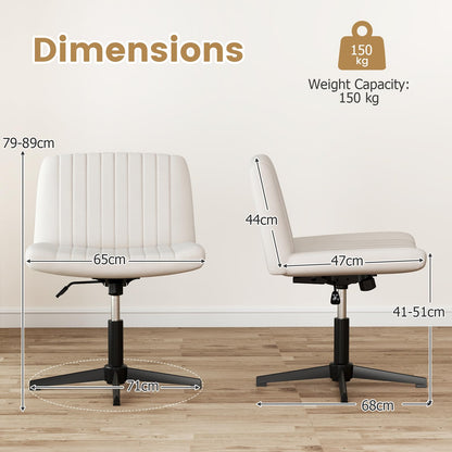 Armless Office Chair, Cross Legged Desk Chair with Wide Seat