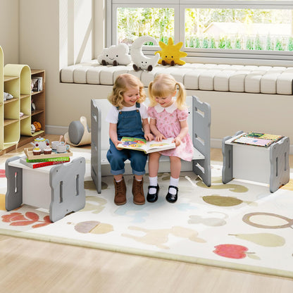 Kids Table and Chair Set 3-Piece Toddler Set with 2 Stools and Activity Table