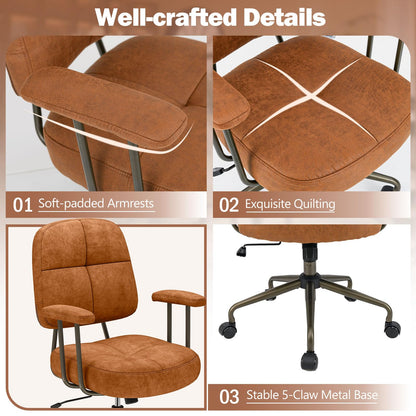 Height Adjustable Swivel Computer Desk Chair with Rocking Backrest and Armrests