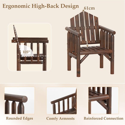 Garden Chair, Outdoor Dining Chairs with Armrests & Reclined High Backrest
