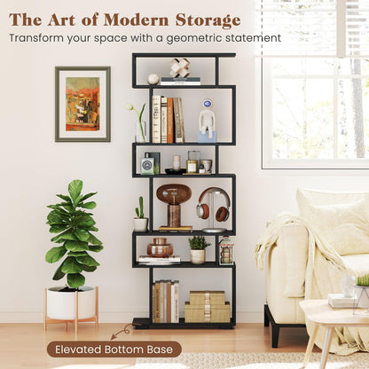 6-Tier Bookshelf with 2 Anti-Tipping Kits for Home Office