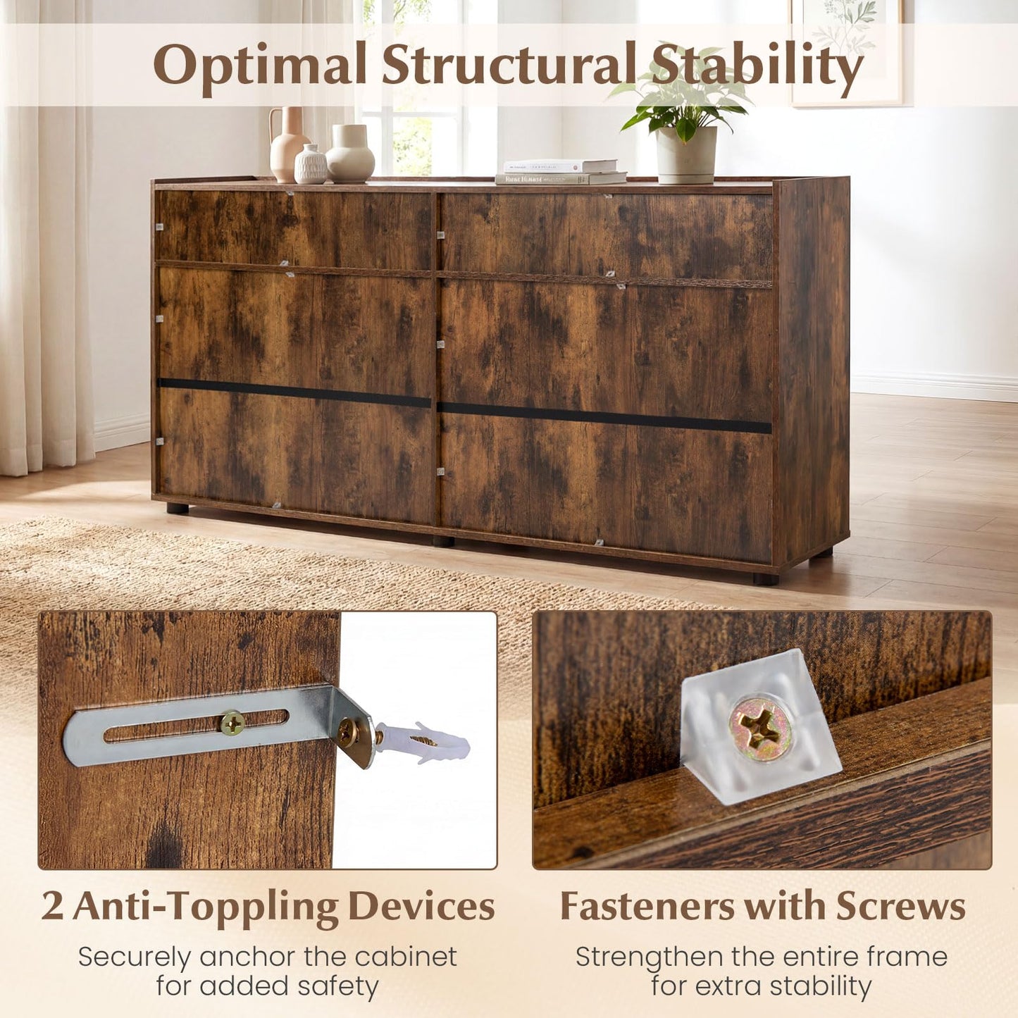 160cm Large Buffet Sideboard, 4 Door Storage Cabinet