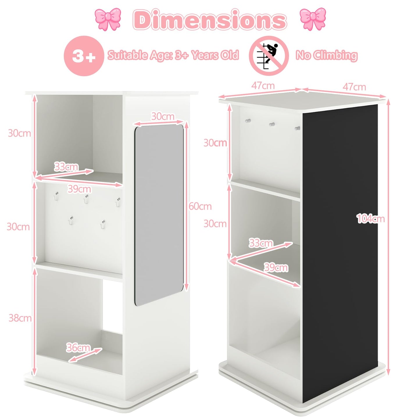 360° Spinning Corner Bookcase with Chalkboard and Open Compartments