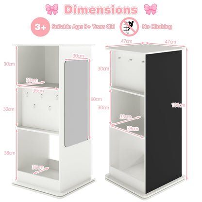 360° Spinning Corner Bookcase with Chalkboard and Open Compartments