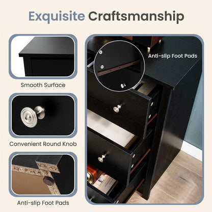 Freestanding Storage Cabinet with 6 Drawers and Anti-Toppling Device for Living Room
