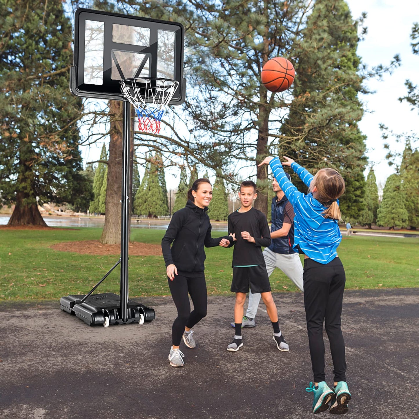 Portable Basketball Hoop with 1.35-3.05m Adjustable Height