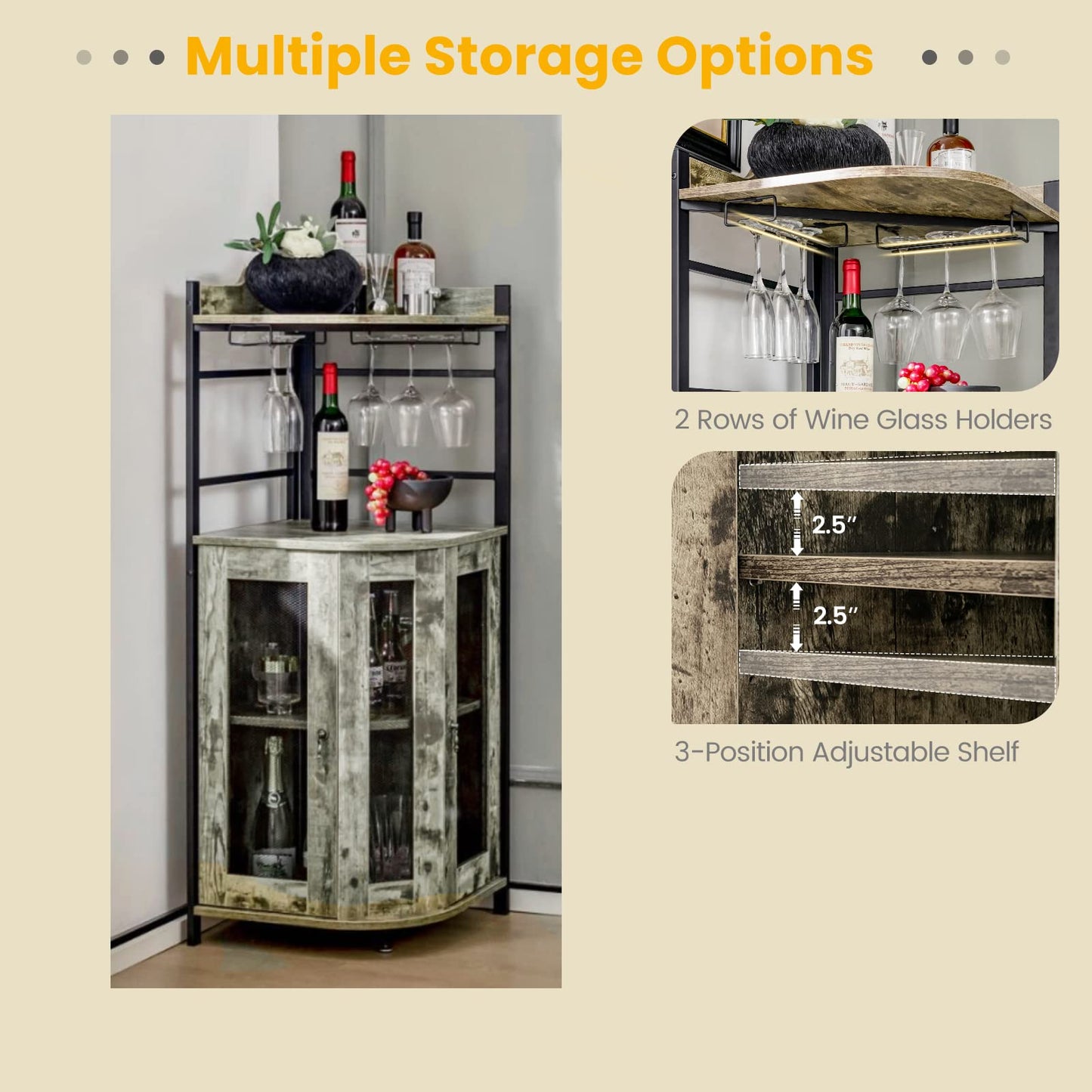GiantexUK Industrial Wine Cabinet with Glass Holders