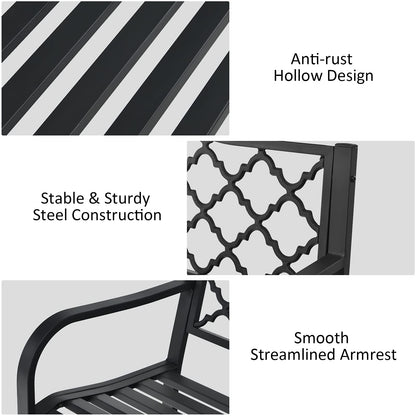 128 x 60 x 87 cm Outdoor Metal Frame Loveseat Park Bench