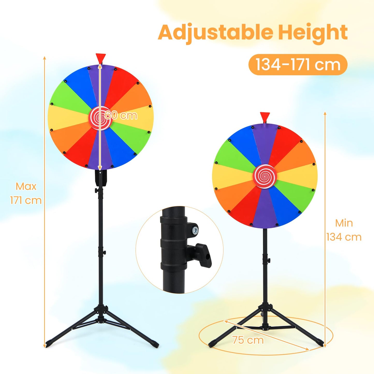 60 CM Portable and Height Adjustable Spinning Wheel with Folding Tripod Stand