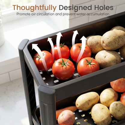 5-Tier Slim Rolling Storage Cart with Smooth Wheels for Kitchen