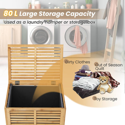 80L Laundry Hamper with Removable Liner Bag