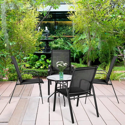 2 Piece Patio Outdoor Camping Chairs Set with Breathable Fabric