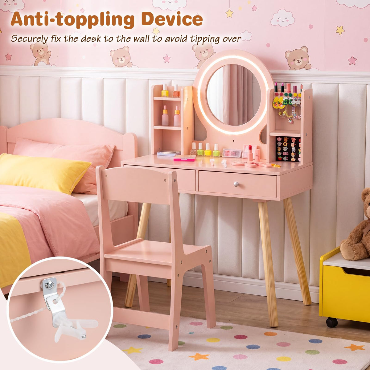 Kids Dressing Table, Girls Vanity Set