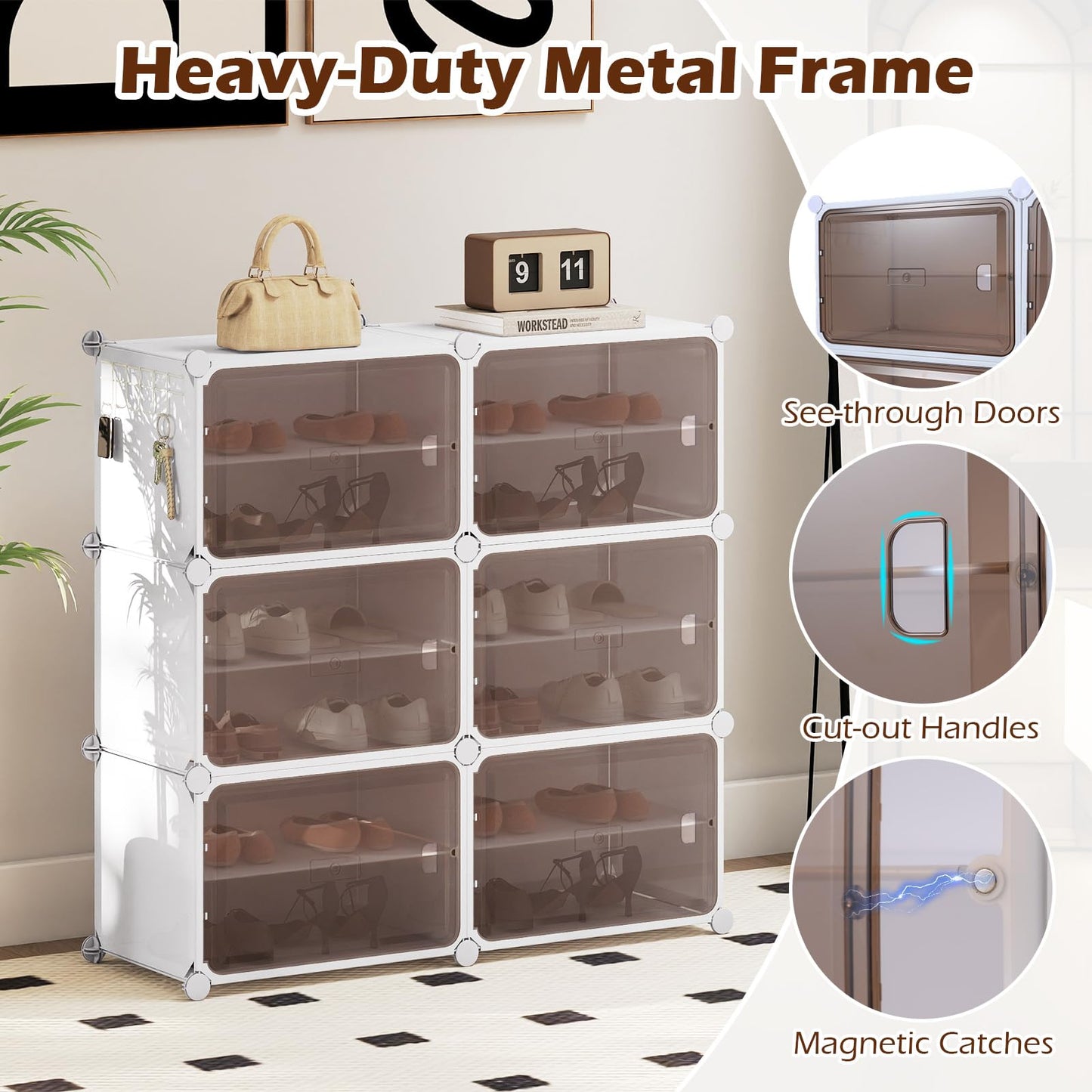 6/8/10 Tier Shoe Storage Cabinet with Removable Shelves