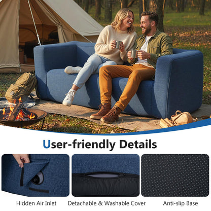 Double Inflatable Couch Portable Blow Up Sofa with Detachable Cover