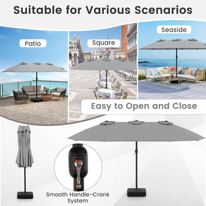 4.5m Outdoor Extra Large Double-Sided Parasol with Base & 12 Metal Ribs