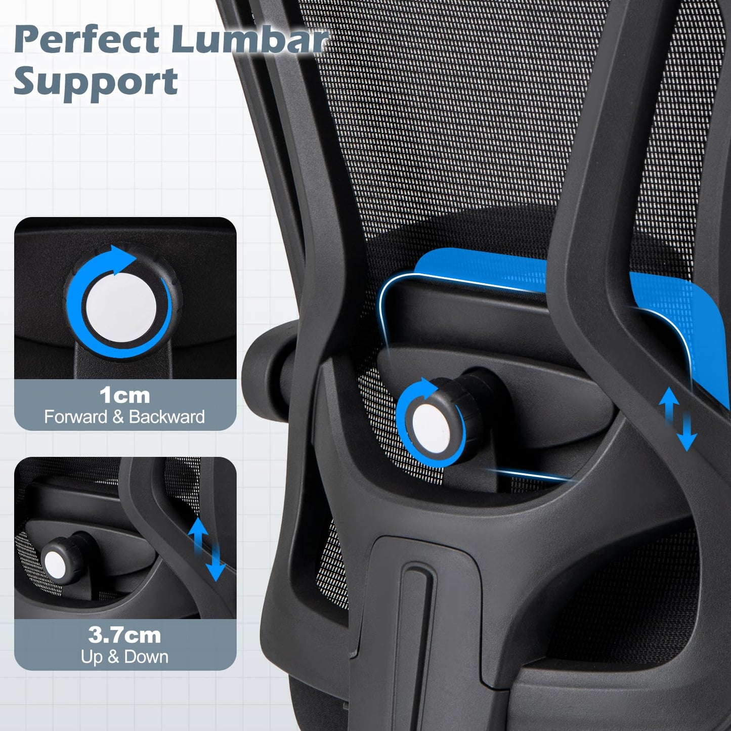 Ergonomic Mesh Office Chair with 2D Headrest and Retractable Footrest