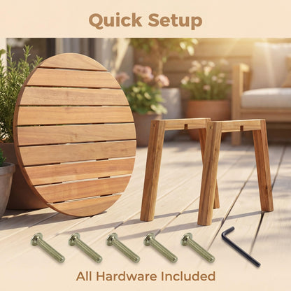 Garden Side Table, Acacia Wood Outdoor Slatted End Table