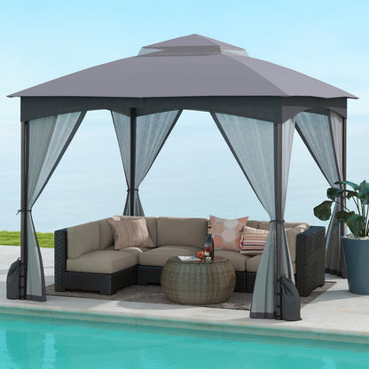 Garden Gazebo with Netting Sidewalls and 4 Sandbags