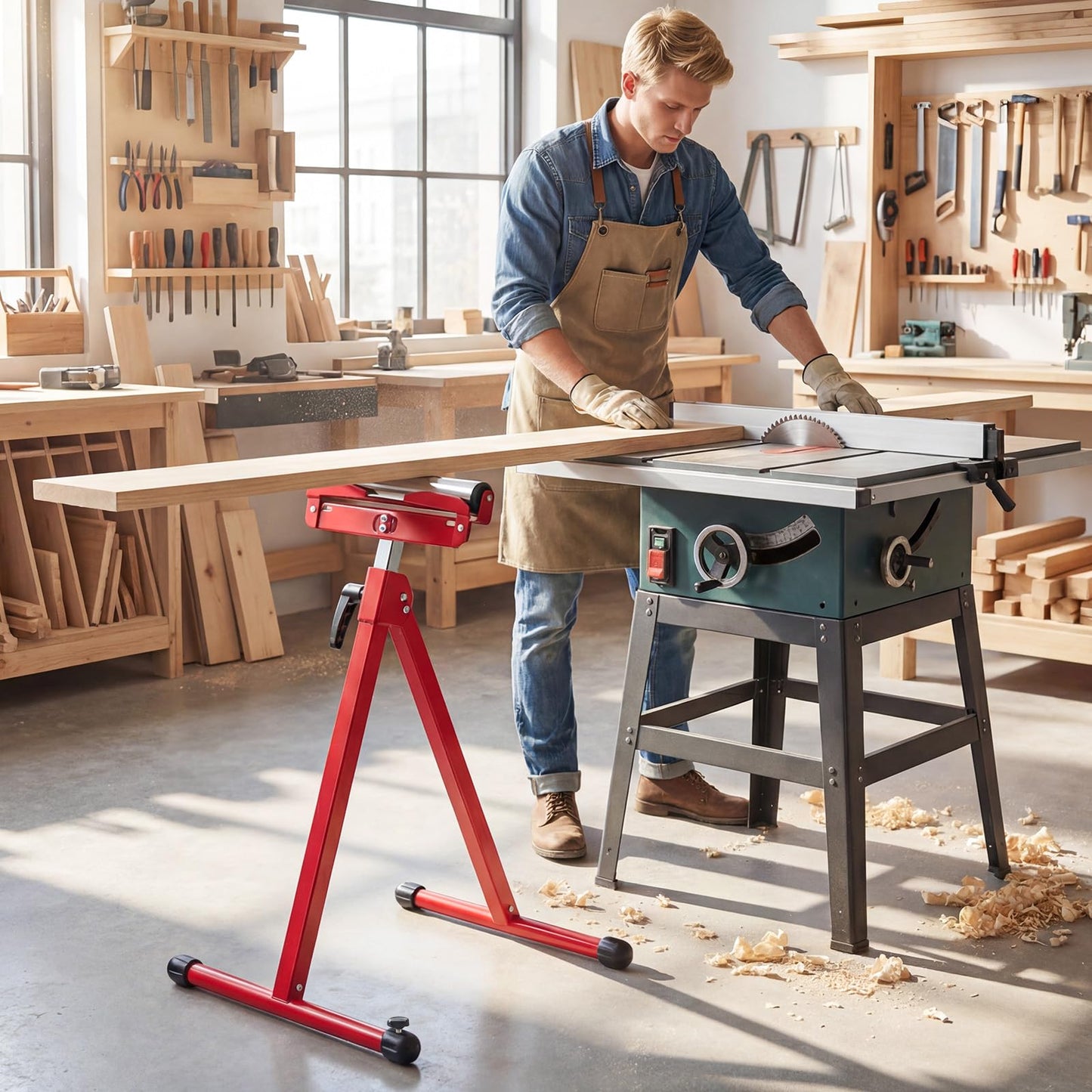 2-Pack Folding Roller Stands, 115KG Load Capacity Per Stand, 72-114cm Adjustable Height
