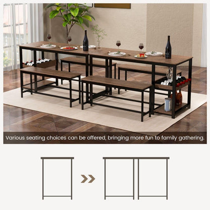 3PCS Dining Table and Benches Set