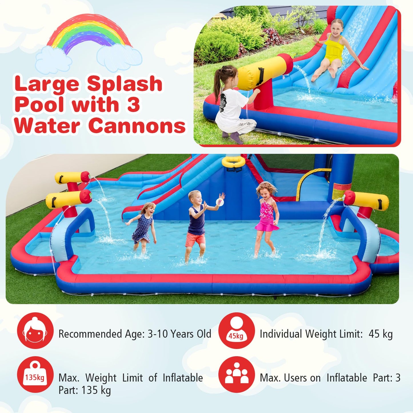5 in 1 Mega Kids Bouncy Castle with Dual Slides