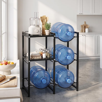 3-Tier 18.9 L Water Jug Holder with Shelves for Home Kitchen Office