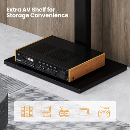 Height Adjustable Floor TV Stand with AV Shelf