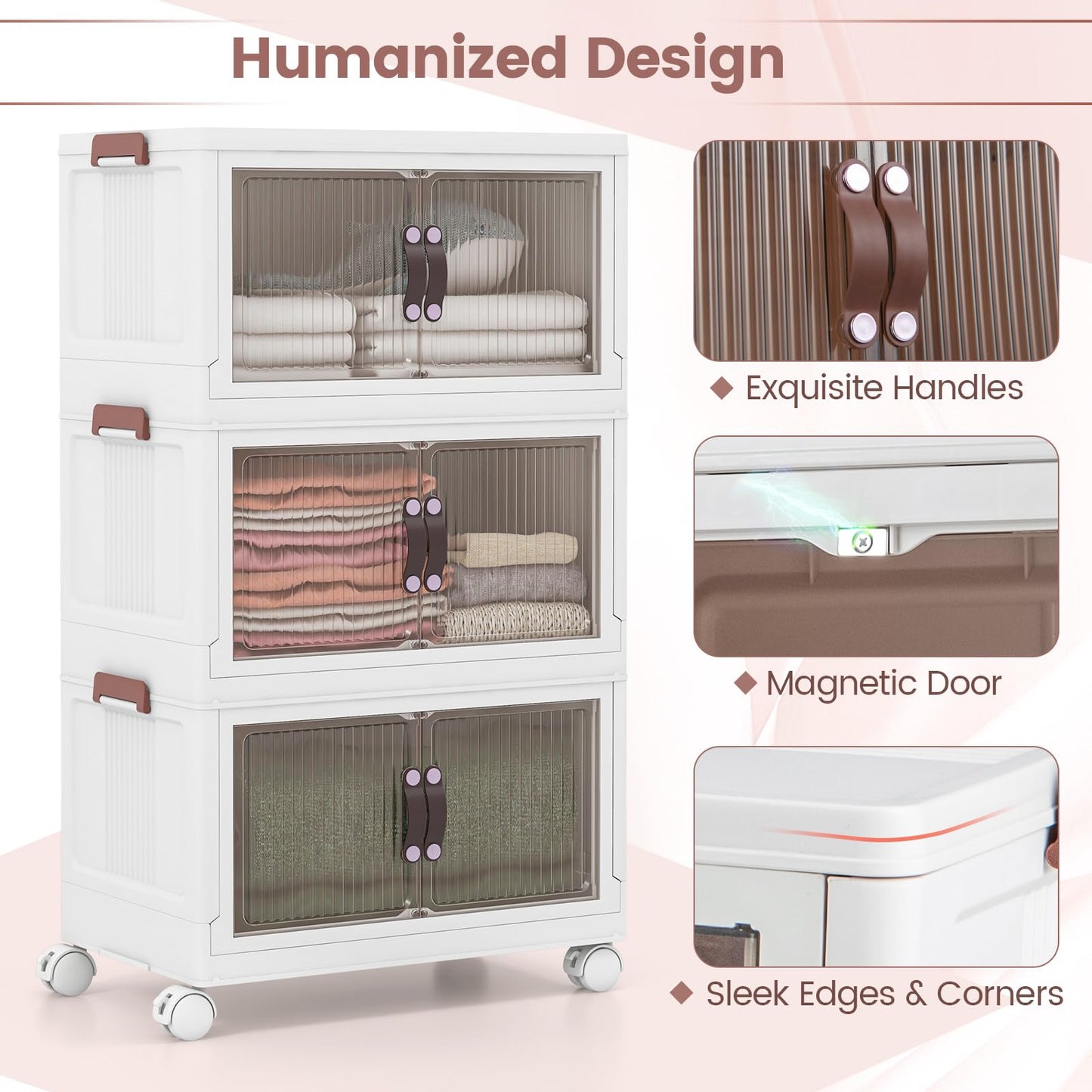 25.5 Gal Storage Bins with Magnetic Doors and Lockable Casters