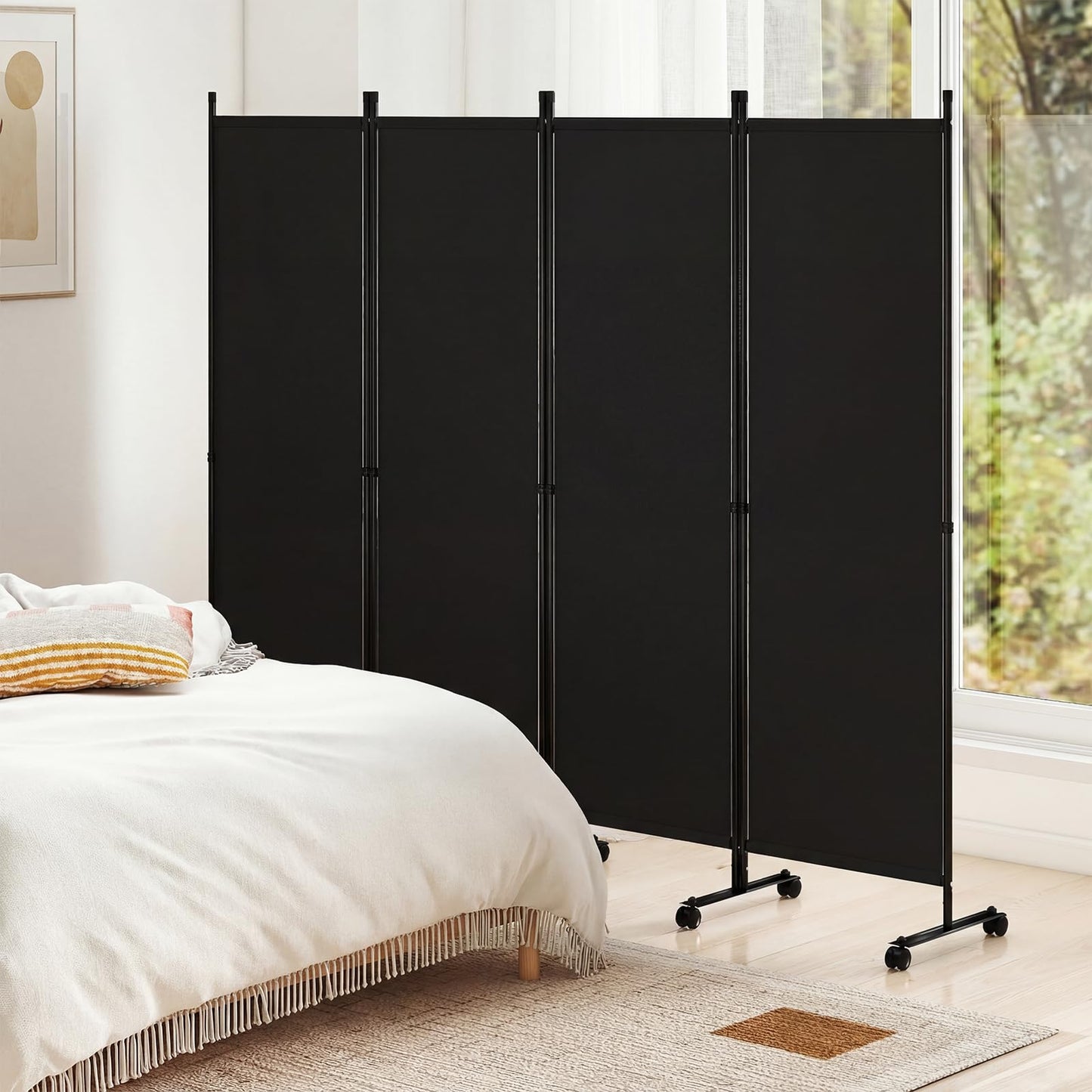 4/6-Panel Folding Room Divider with Wheels