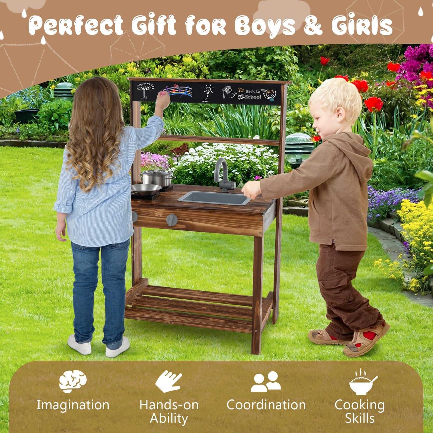 Kids Mud Kitchen with Removable Sink