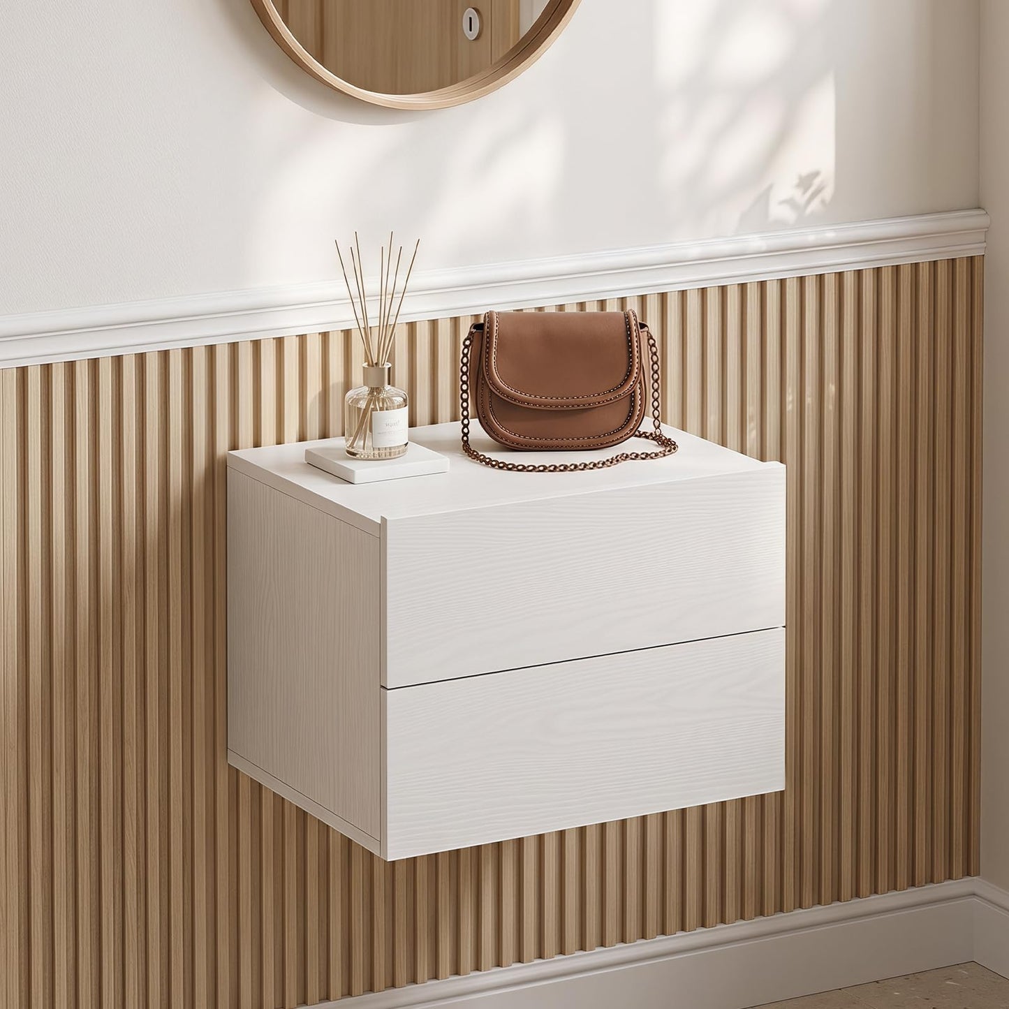 Floating Bedside Table, Small Wall Mounted Nightstand