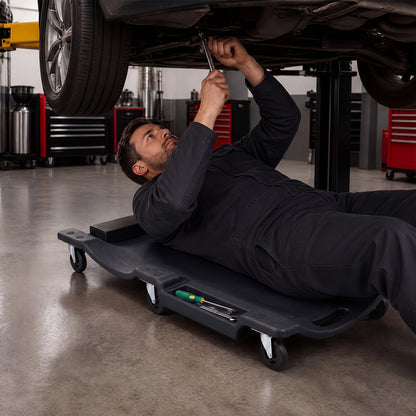 36/40 Inch Mechanic Creeper with Padded Headrest & 2 Tool Trays