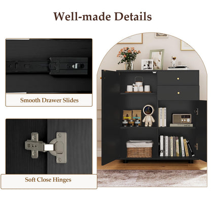 Kitchen Sideboard Buffet Cabinet with 3 Adjustable Shelves