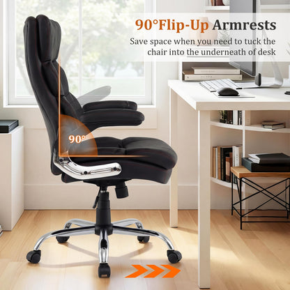 PU Leather Office Chair, Adjustable Ergonomic Computer Desk Chair
