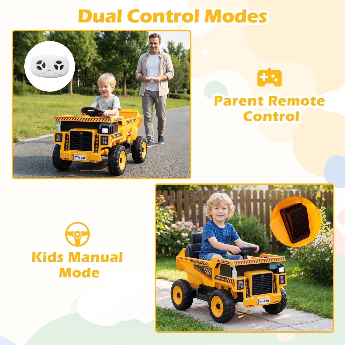 4-Wheeler Construction Electric Vehicle with Dump Bed and Remote Control