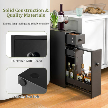 Slim Storage Cabinet with Slide-out Drawers and Flip open Top Cover