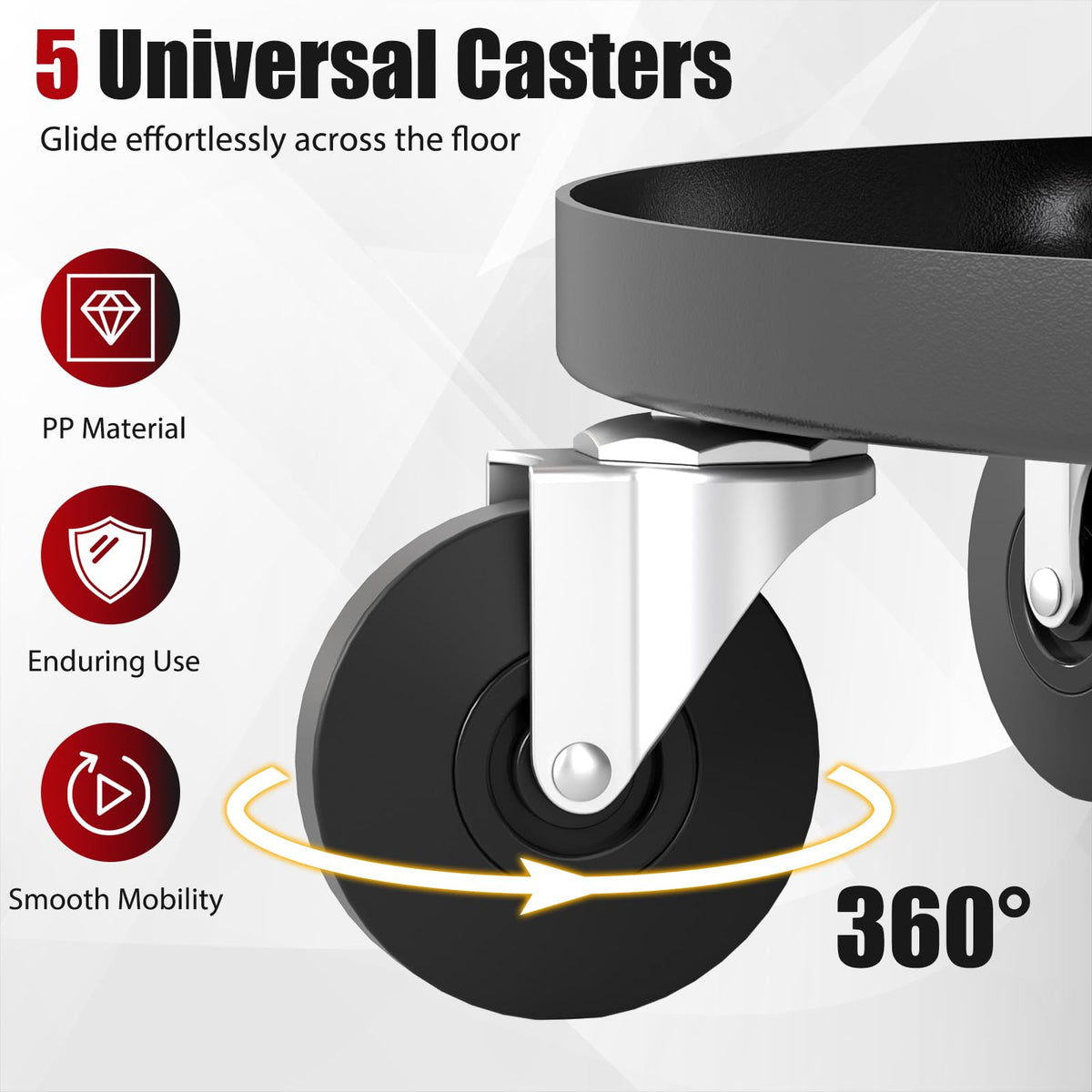 Rolling Mechanic Stool with Wheels and 42-56 cm Adjustable Seat