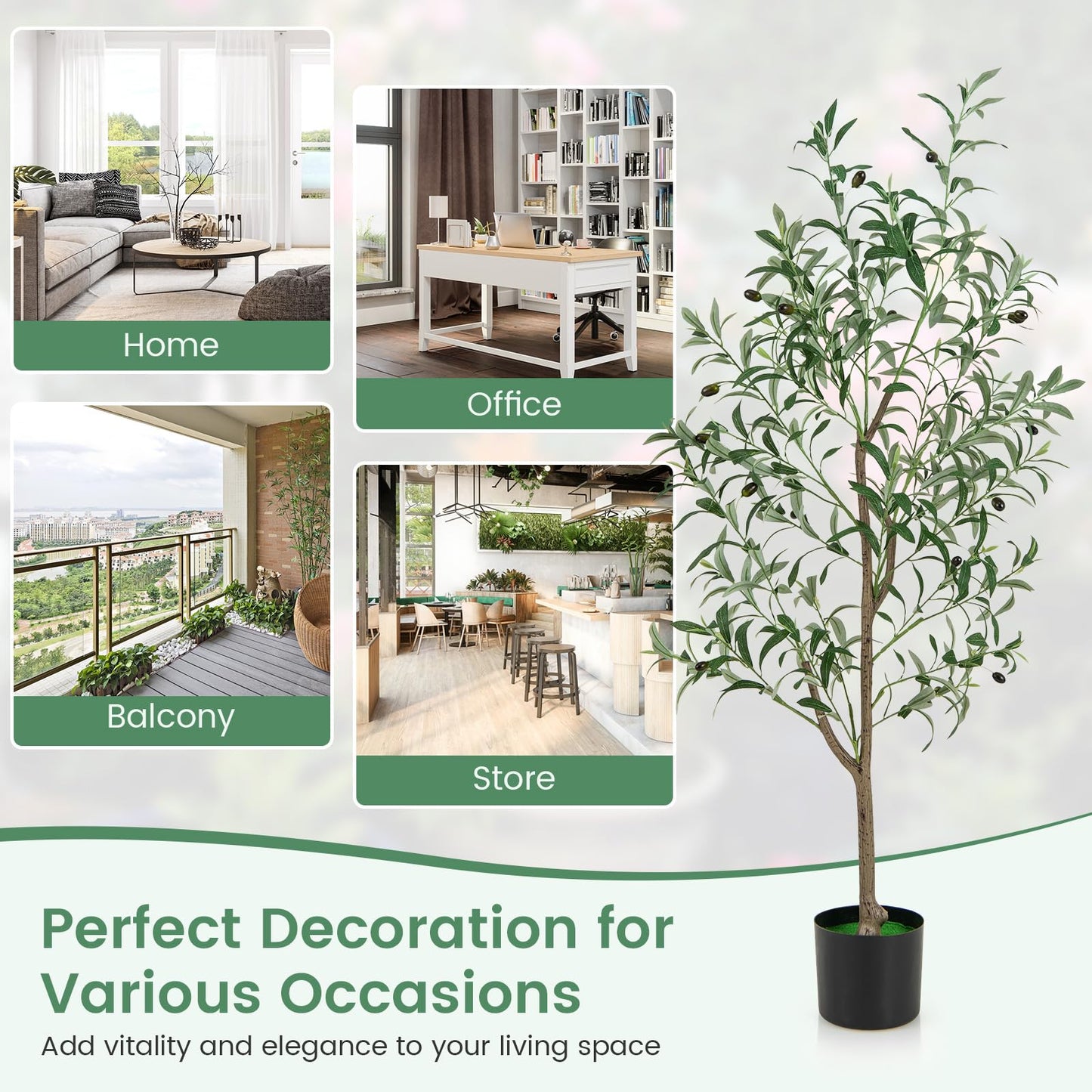 130cm Tall Artificial Olive Tree with Realistic Fruits