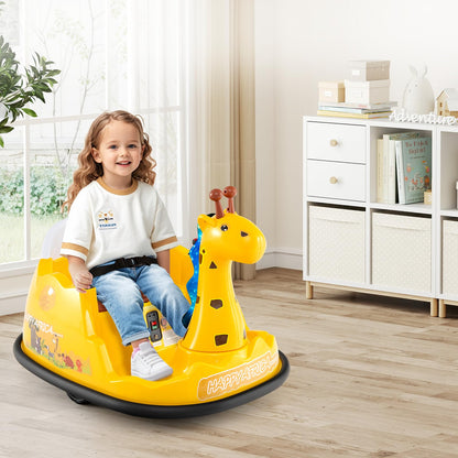 12V Bumper Car Giraffe Toddler 360° Spinning Ride on Toy