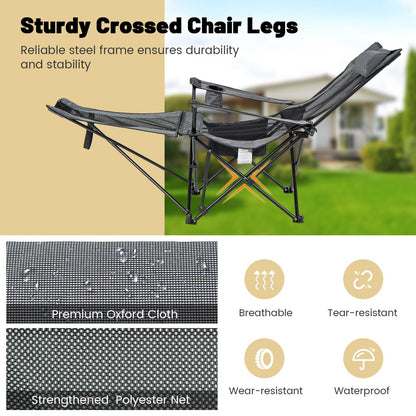 2 in 1 Portable Reclining Camp Chair with Detachable Footrest