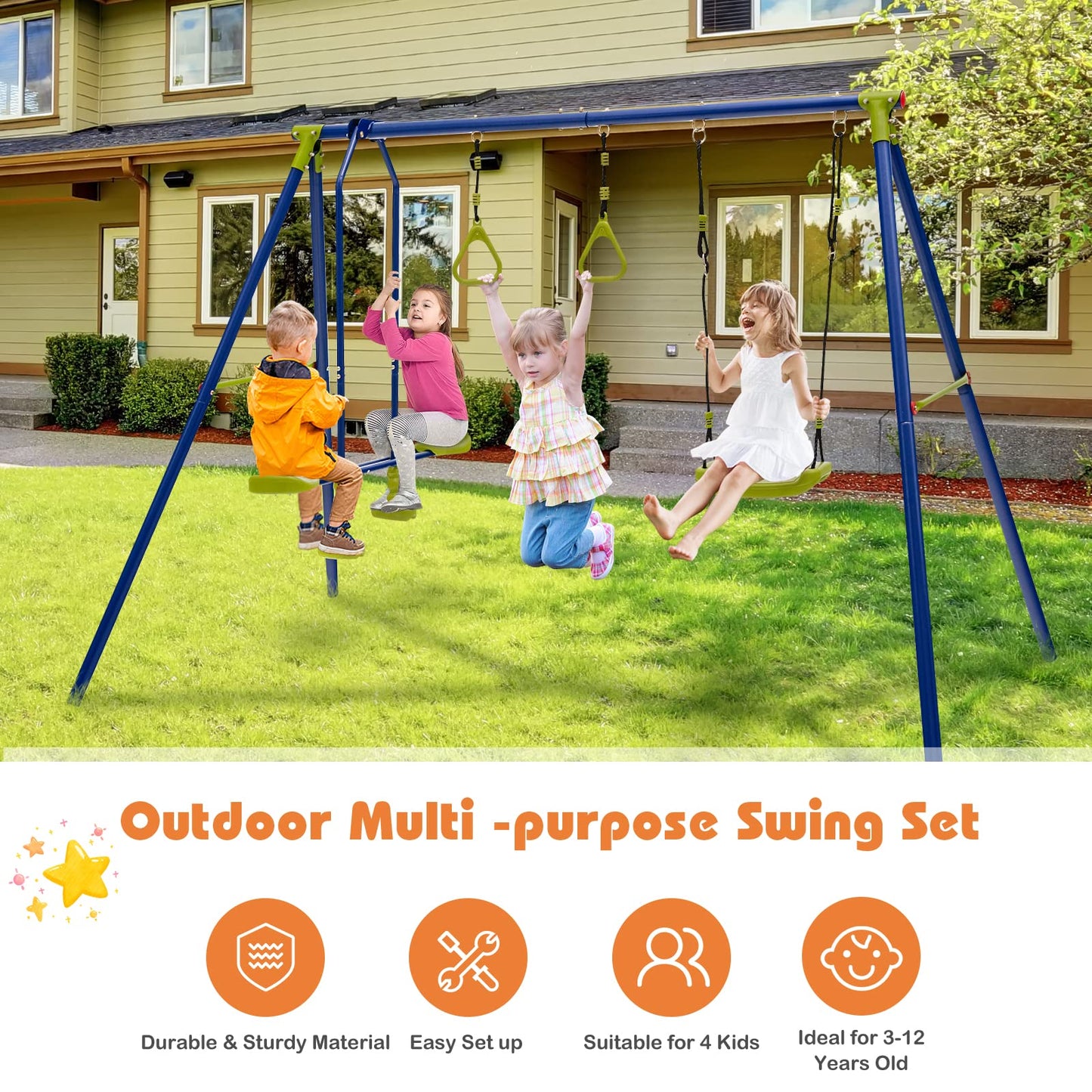 3-in-1 Multifunctional A-Frame Swing Set